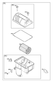 Air Cleaner Group Diagram and Parts List for 25V332-0006-F1 200000 - 399999 Briggs and Stratton Engine